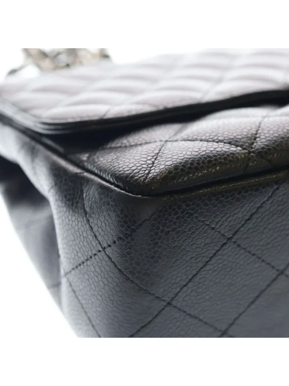 Chanel Maxi Quilted 30 S Flap Chain Shoulder Bag Black Caviar Leather Box Card